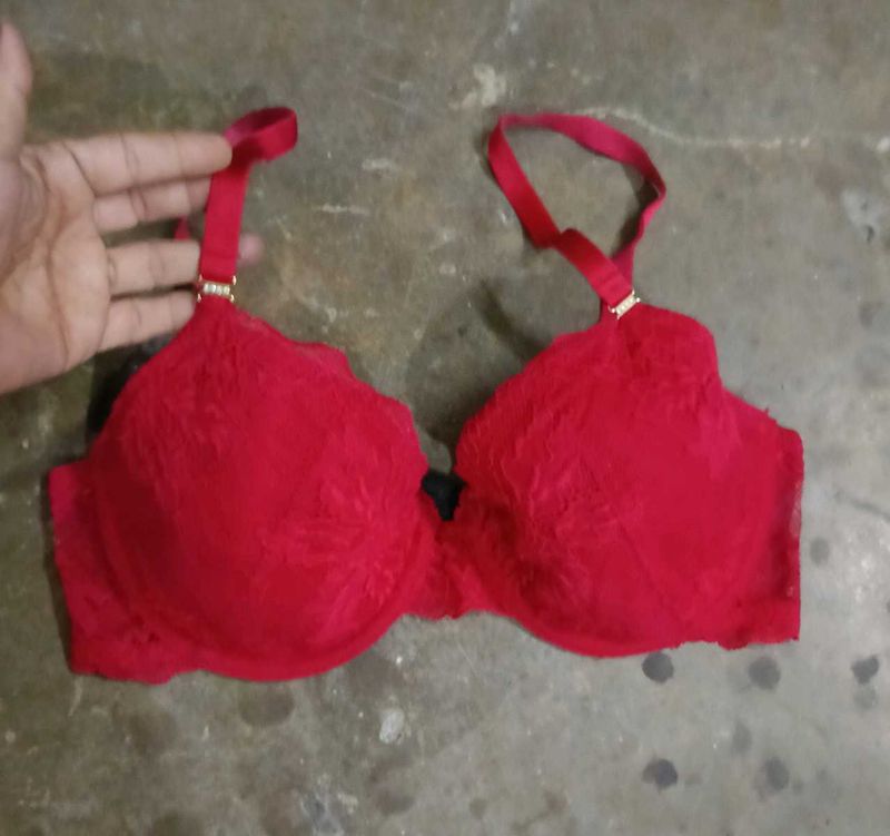 Red Lace Padded Bra