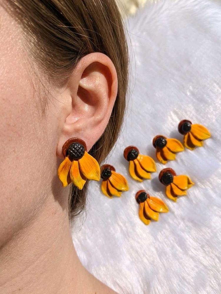 Handmade Sunflower Caly Earrings