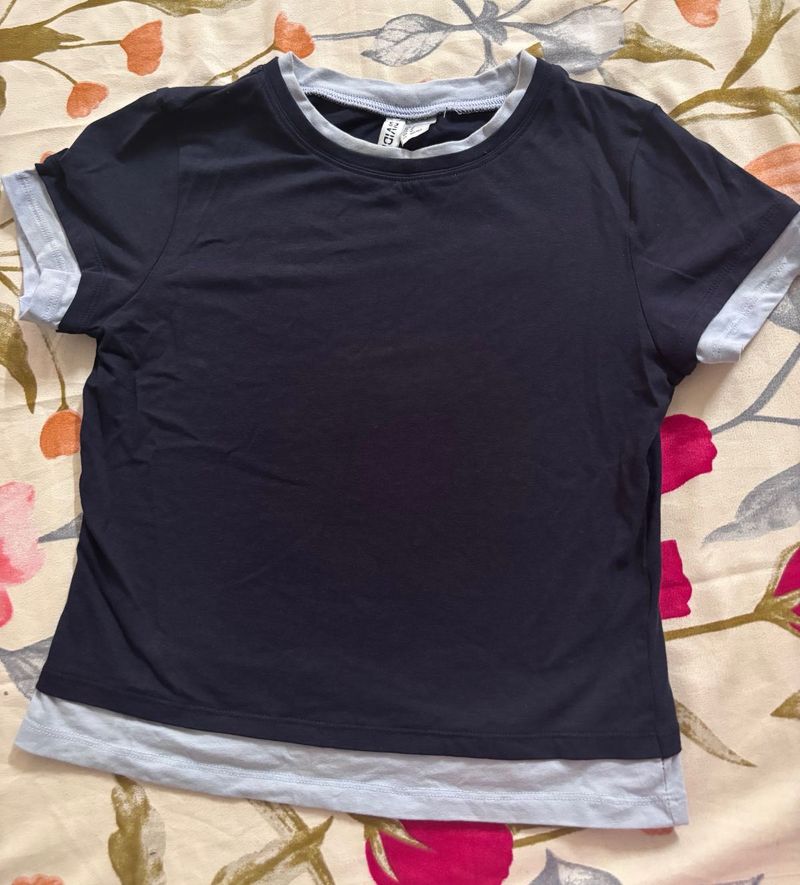 Navy Blue Layered T-Shirt