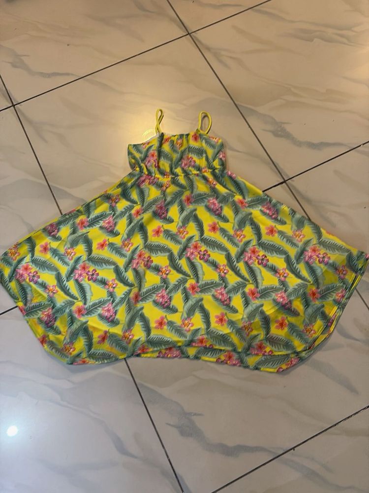 Yellow Tropical Print Sundress