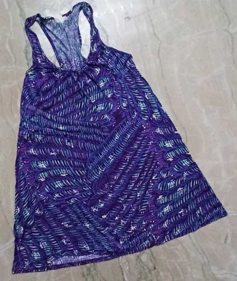 Purple Peacock Print Racerback Tunic/Mini Dress