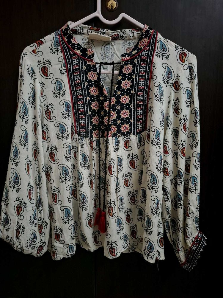 Bombay Paisley by Westside White Cotton Top