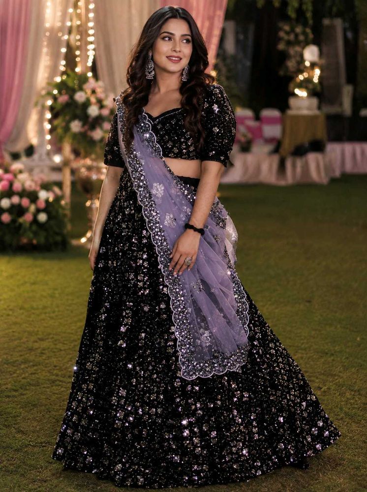 Stunning Black Sequined Lehenga Choli