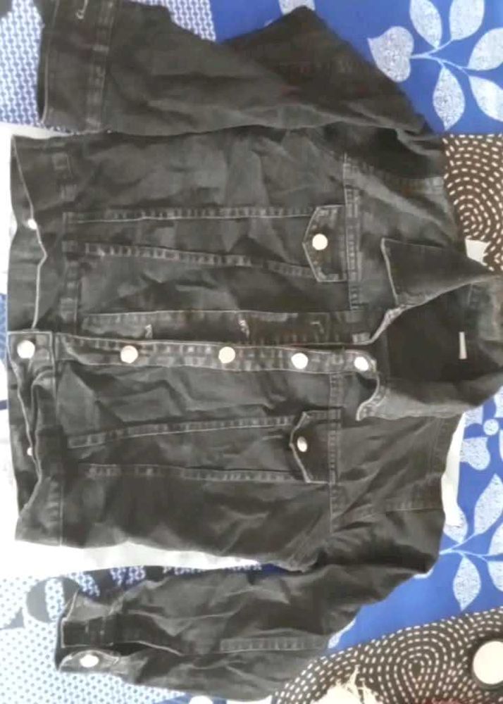 Classic Black Denim Jacket and jeans white colour