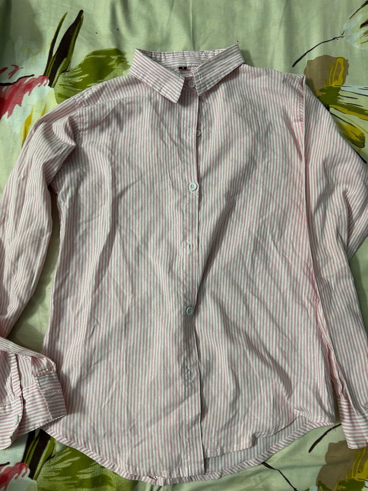 Pink Striped Button-Up Shirt