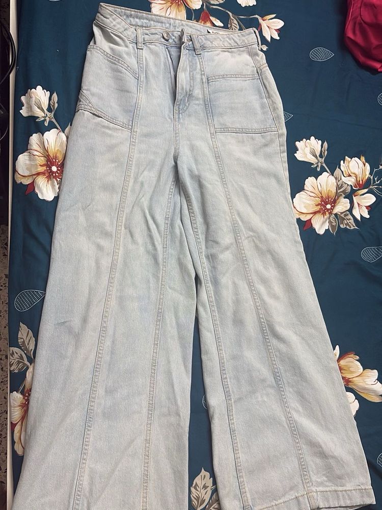 Zudio Light Wash Wide Leg Jeans