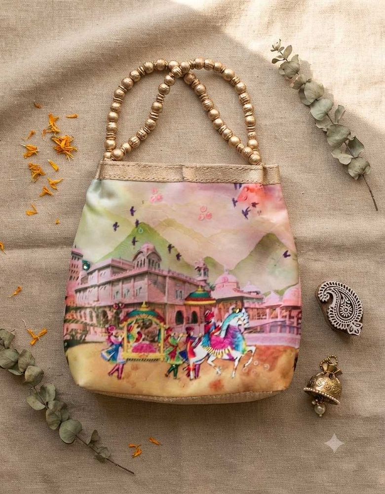 Unique Beaded Handle Clutch Bag
