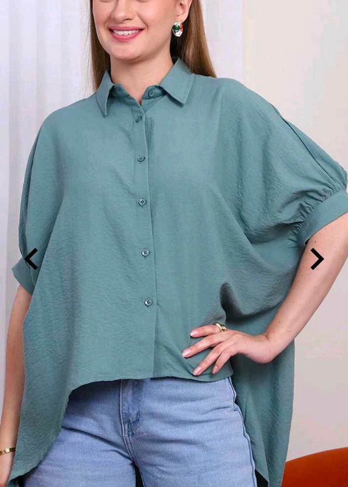 Shein Green Button-Down Shirt