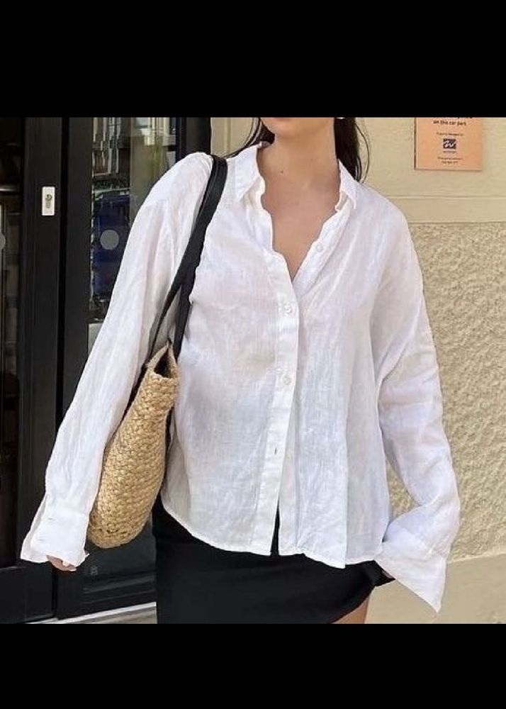 Classic White Linen Button-Up Shirt