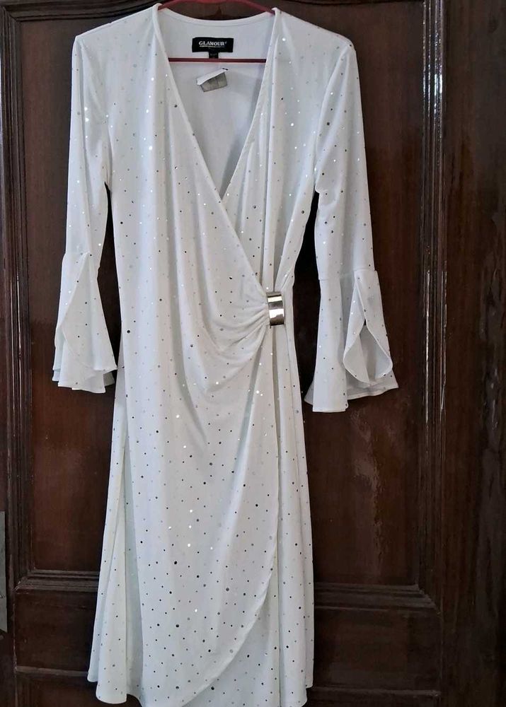 Sparkly White Wrap Dress