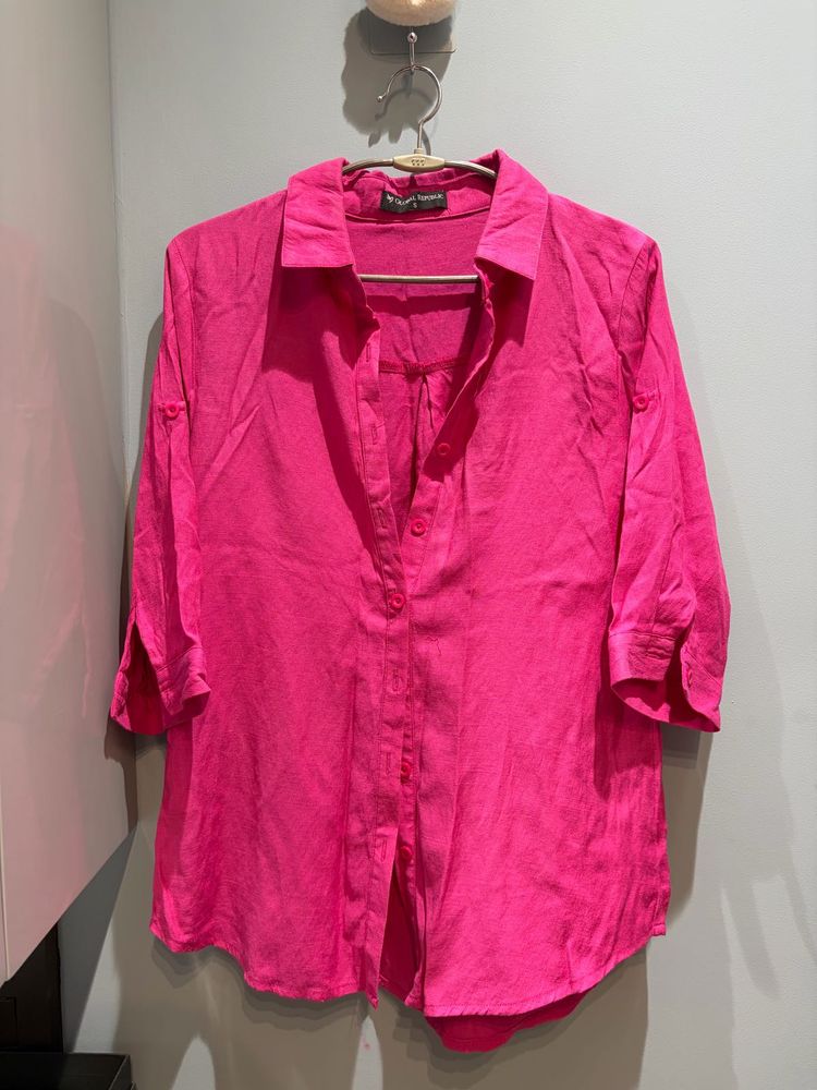 Vibrant Pink Button-Up Shirt