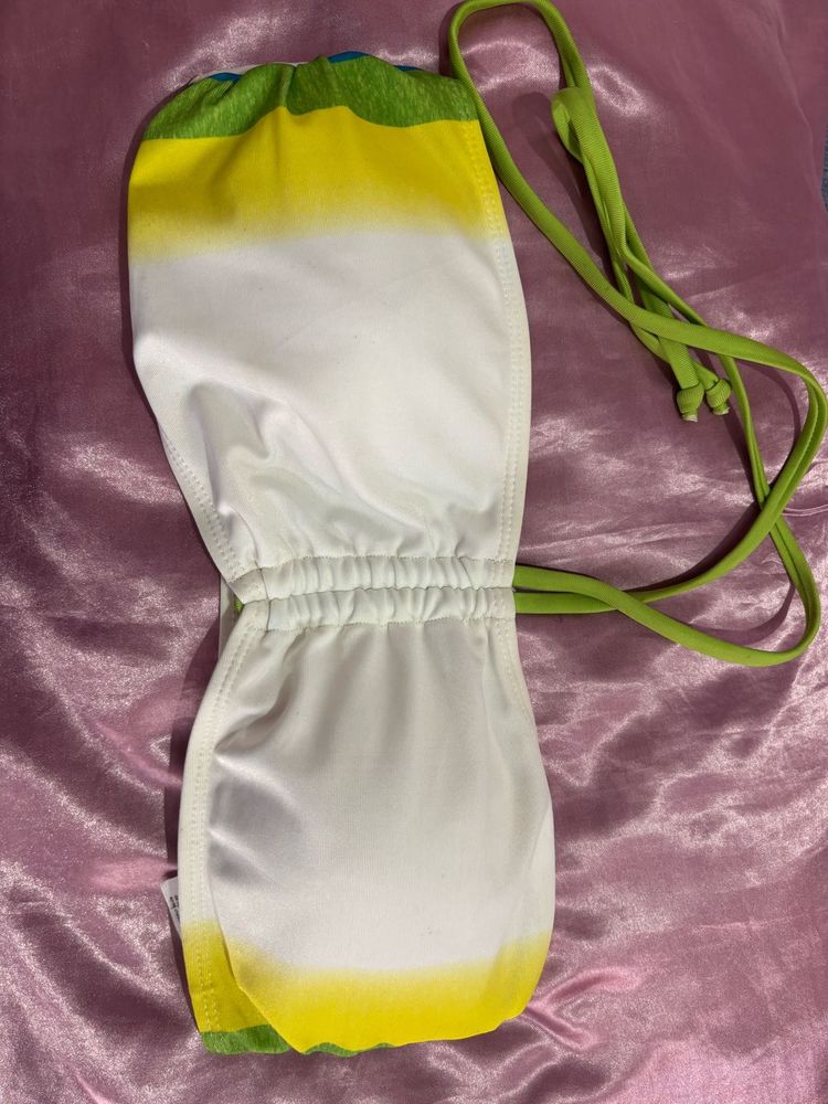Colorful Bikini Top with Tie Straps