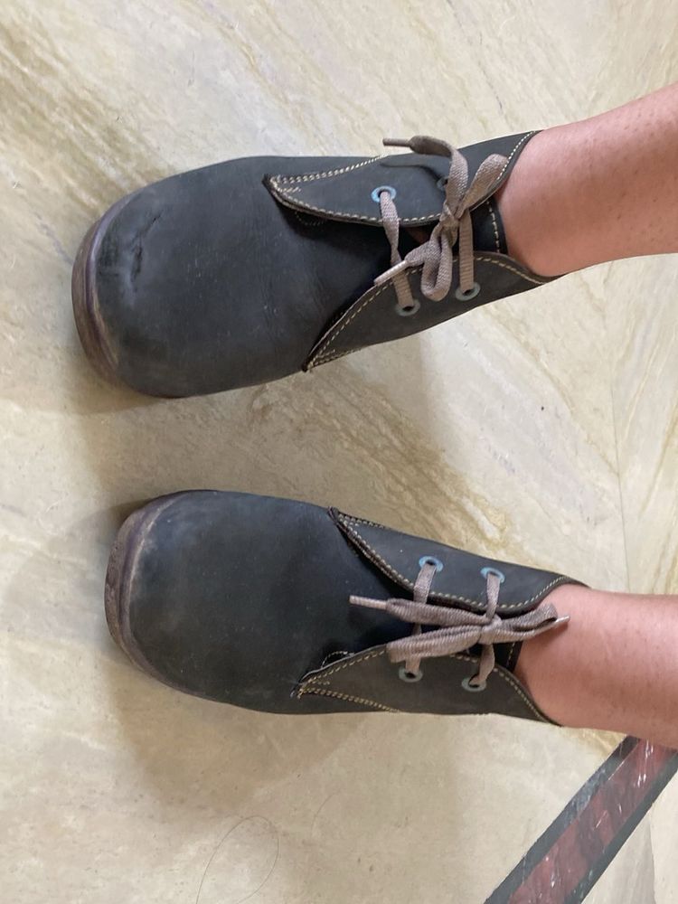 Comfortable Dark Grey Lace-Up Doll shoes