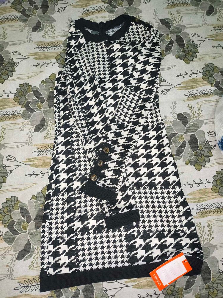 Houndstooth Print Dress