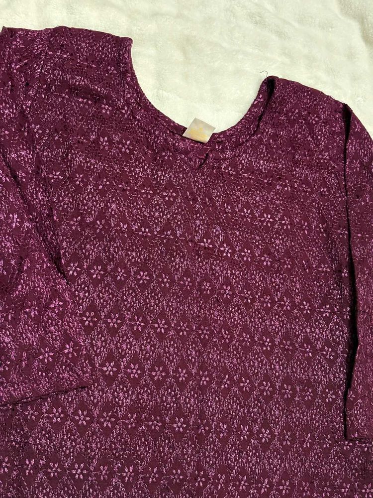 Beautiful Chikankari Violet Kurta