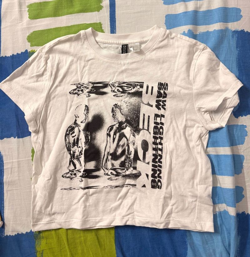 White Graphic Print T-Shirt