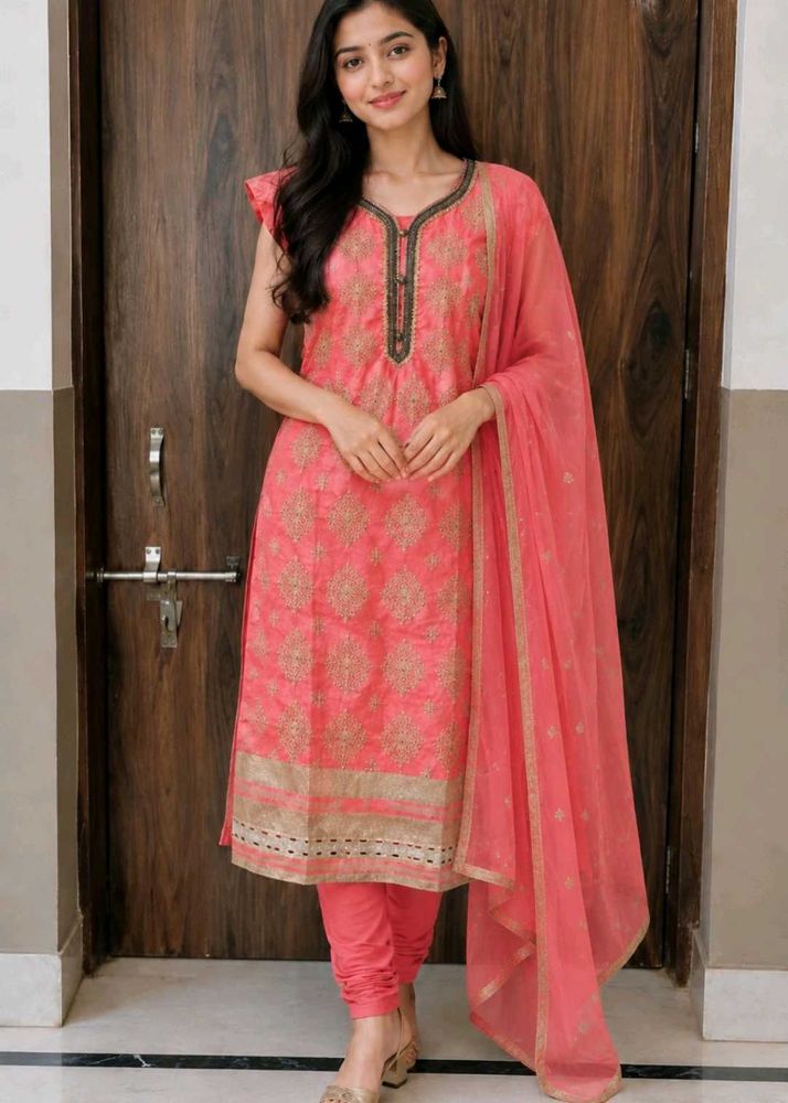 Heavy party wear kurta salwar dupatta set