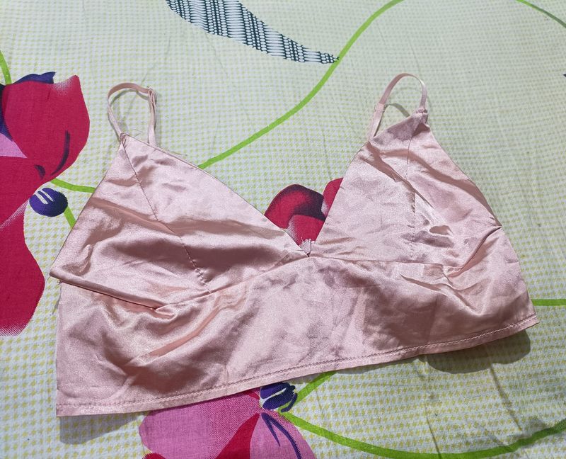 Pink Satin Bralette