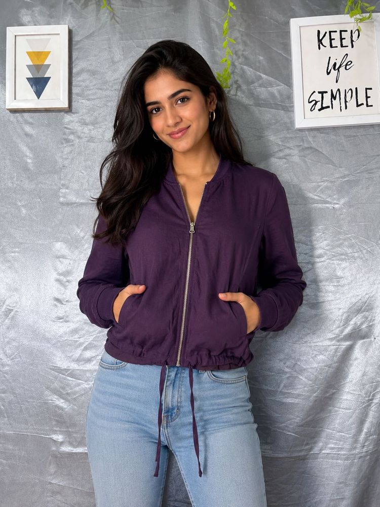 H&amp;M Purple Bomber Jacket