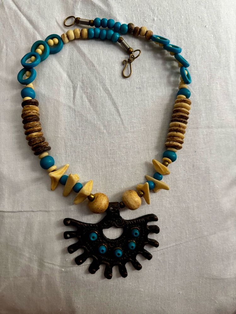 Boho Beaded Necklace with Pendant