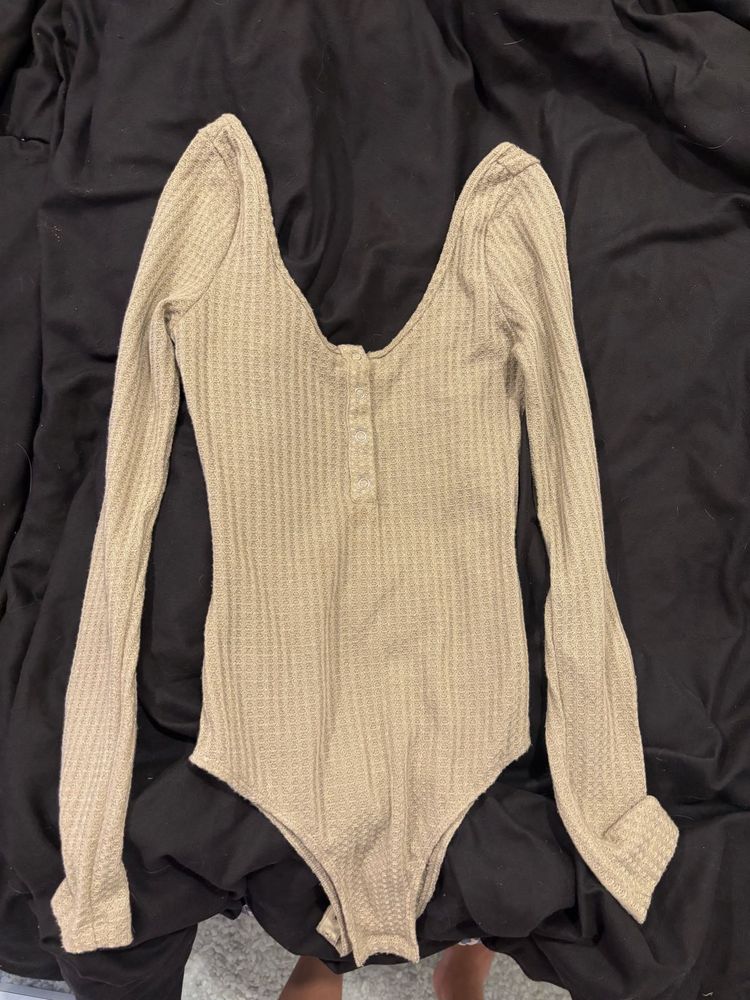 Waffle Knit Long Sleeve Bodysuit