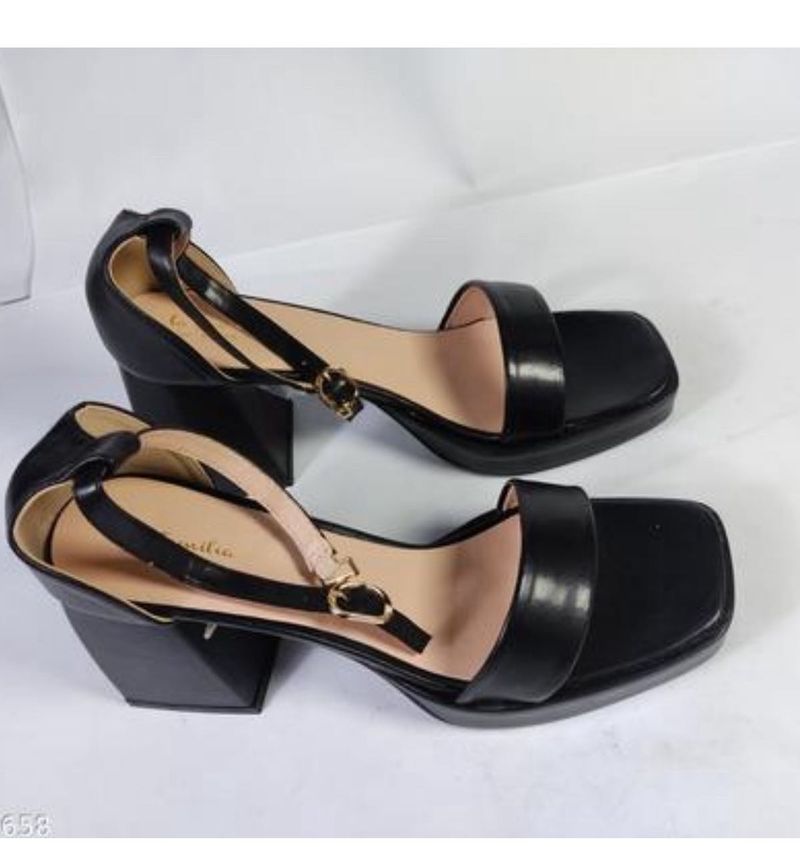 Imported Black Broad Heels 3 Inches