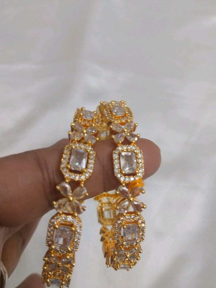 American Diamond Gold Bangles