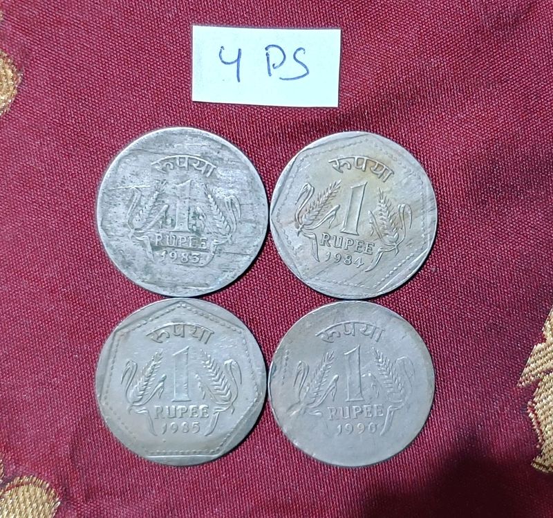 🔥4 Piece Different Year 1 Rupee Old Indian Coins