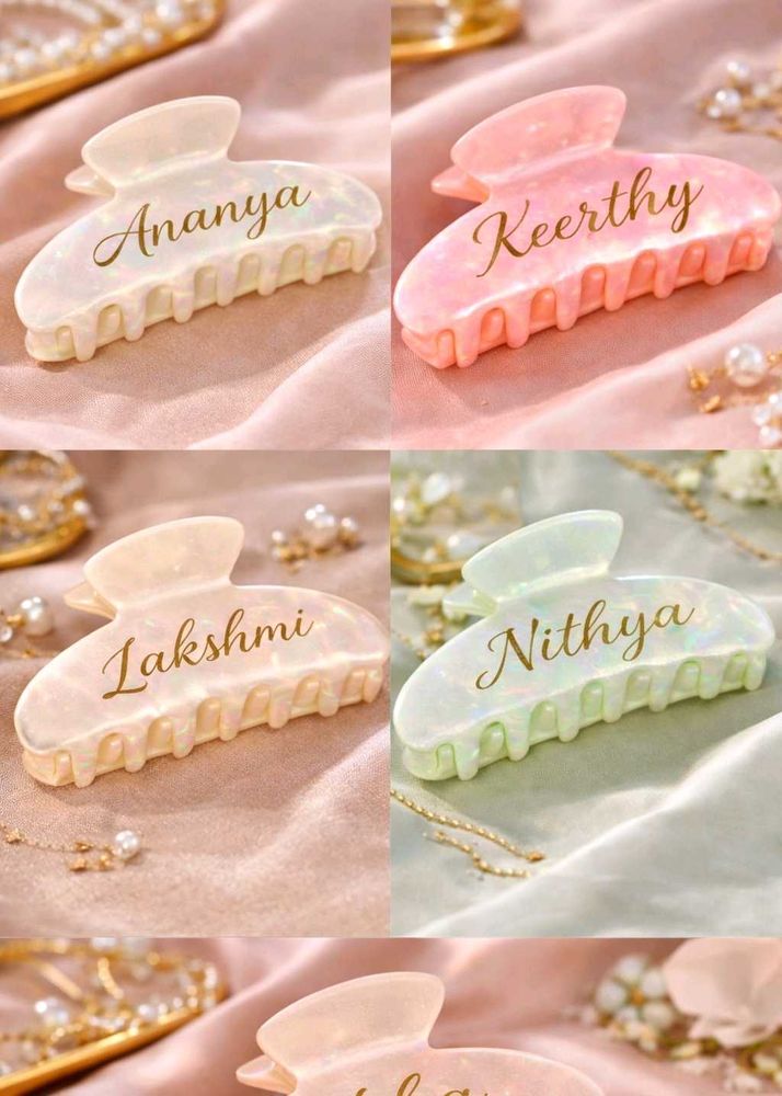 Personalized Pearl Hair Claw Clips