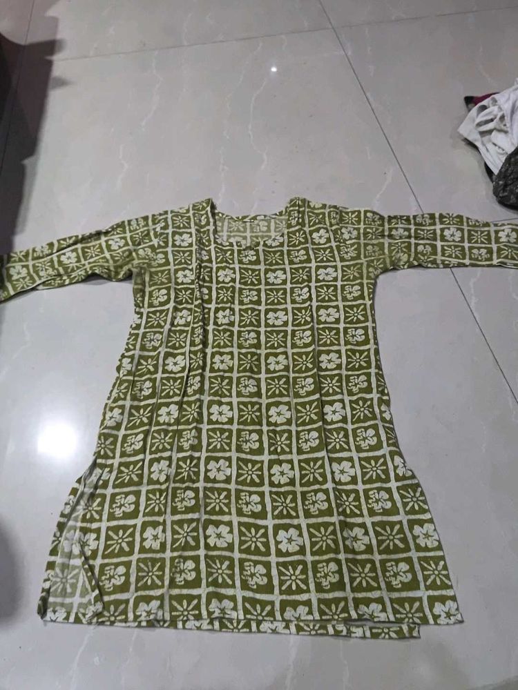 Green Floral Print Kurta