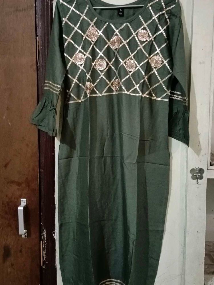 green gotta patti work kurta sharara