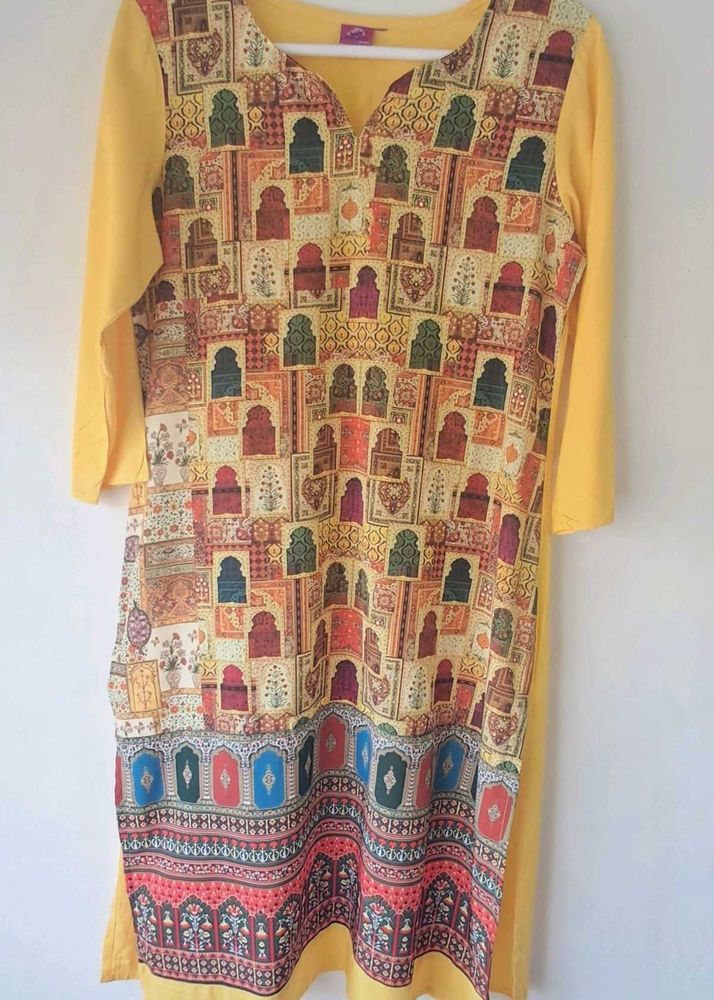 Vibrant Yellow Printed Kurta
