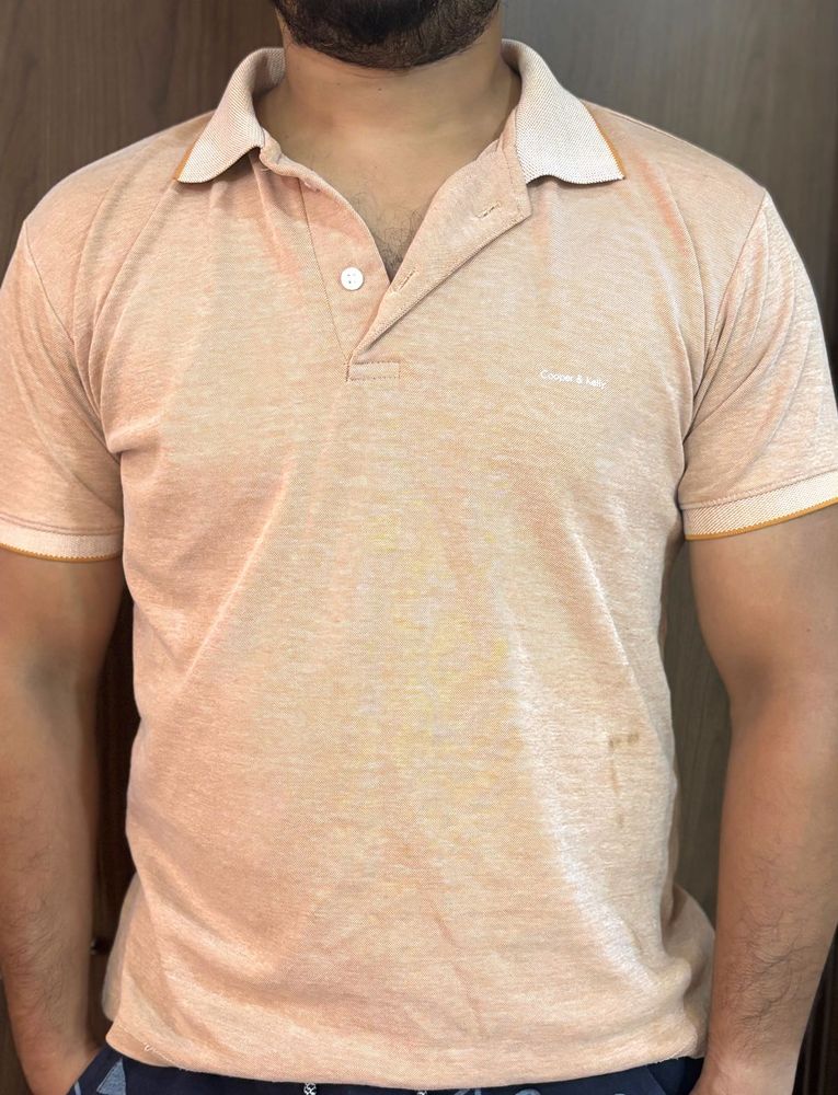 Men's Peach Polo T-Shirt
