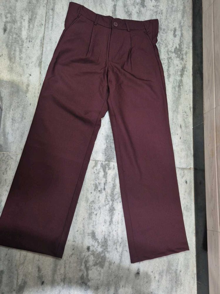 Maroon Wide Leg Trousers