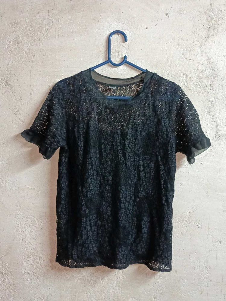 Elegant Black Lace Top Layered