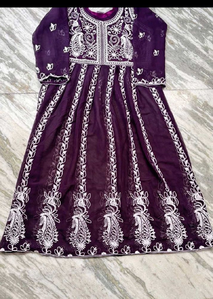 Elegant Purple Embroidered Gown
