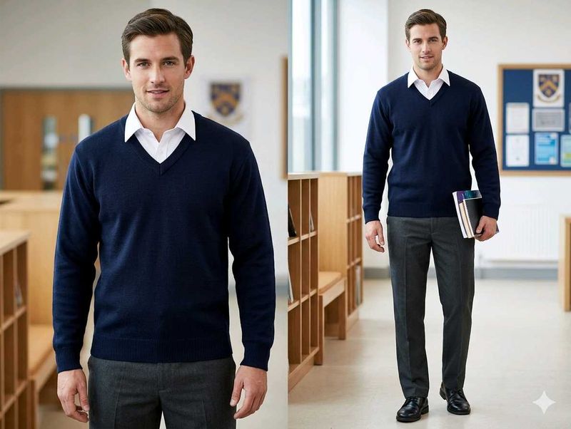 Classic V-Neck Navy Sweater( 2 time used)