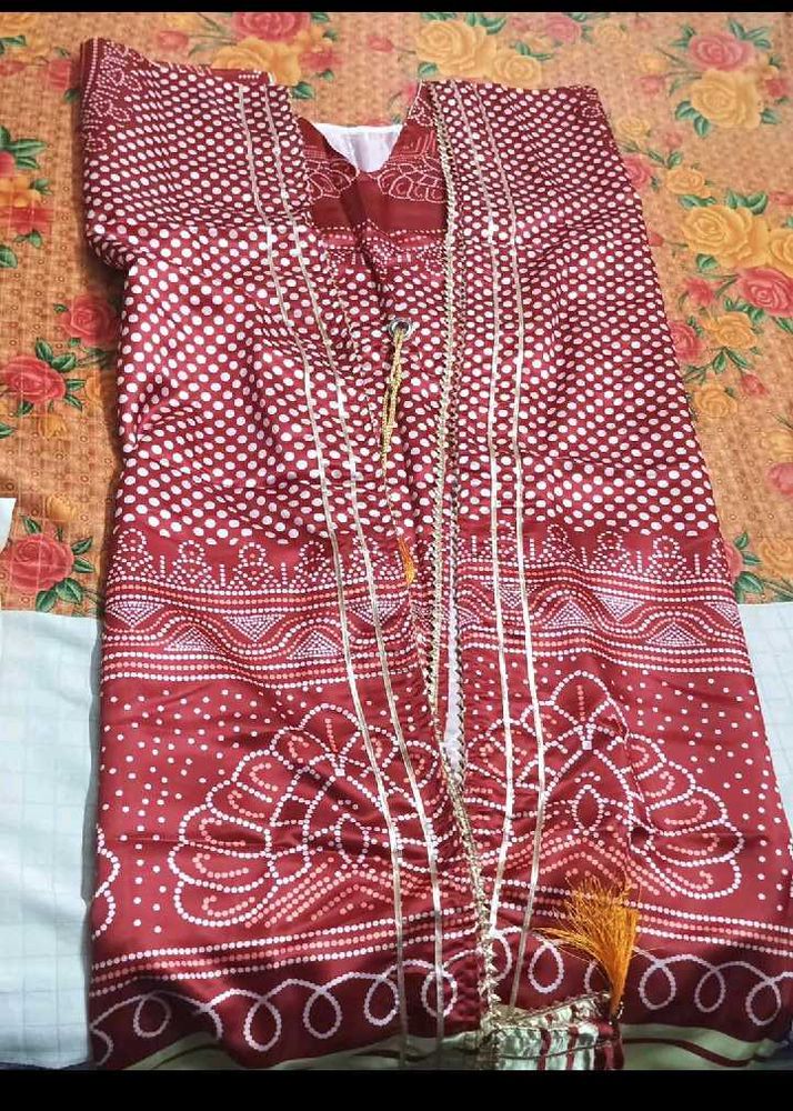 Red kaftani with White Polka Dots