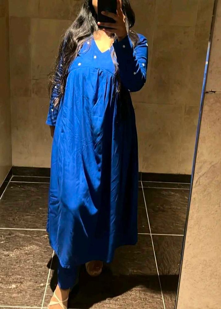 Royal Blue Embroidered Kurta Set