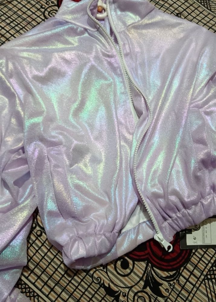 Western Women Holographic Fashion Crop Jacket