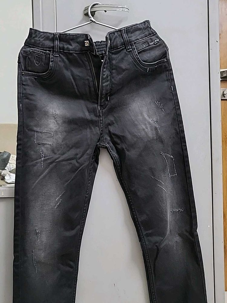 Distressed Black Denim Jeans