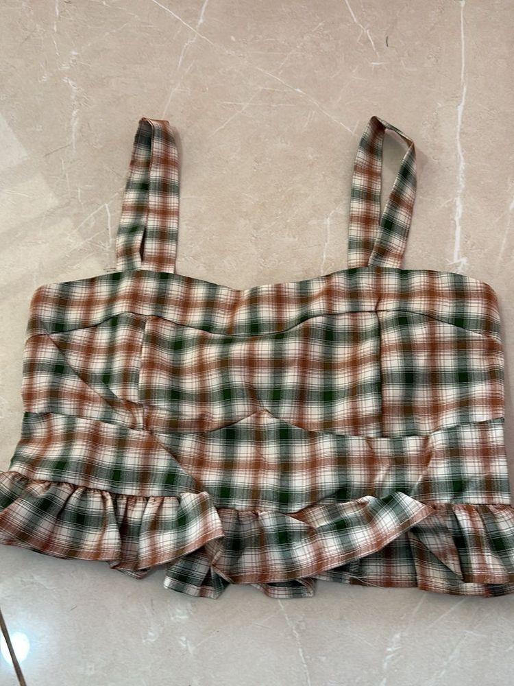 Plaid Ruffle Cami Top
