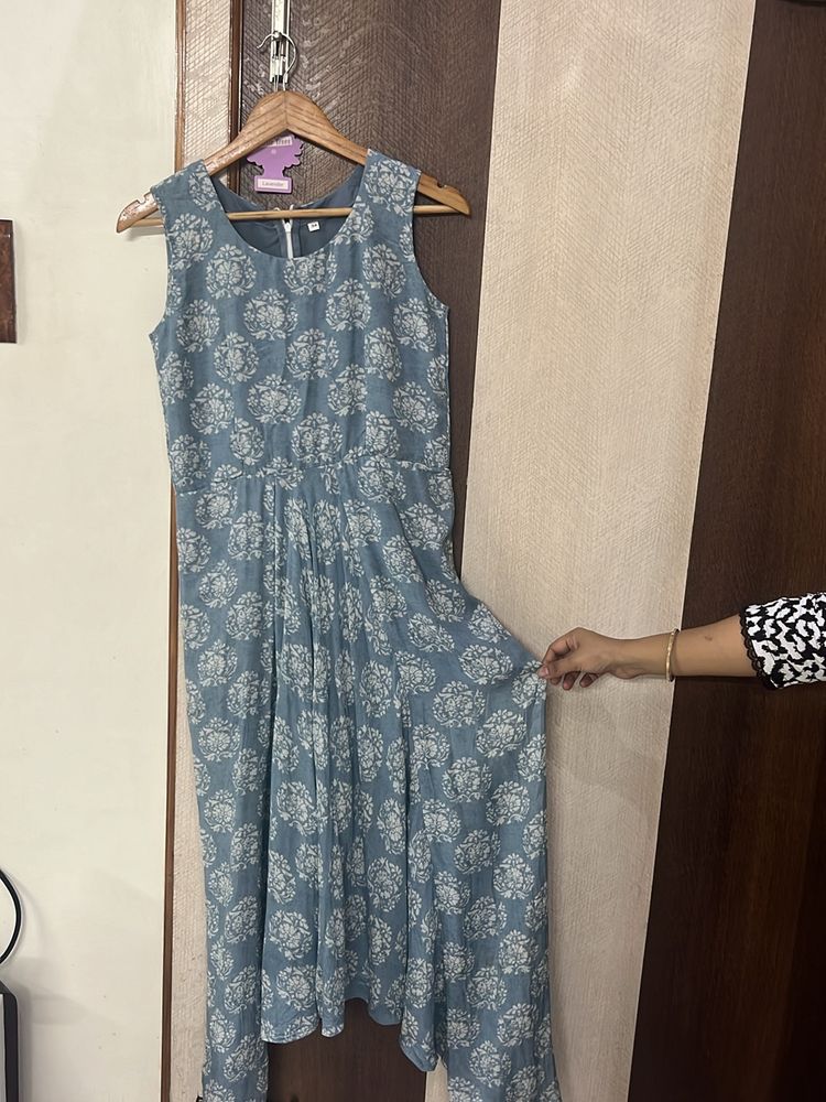 Bluish Grey Info-western Jumpsuit