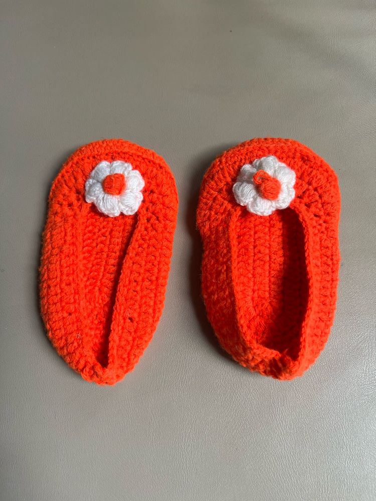 Handmade Crochet Flower Slippers