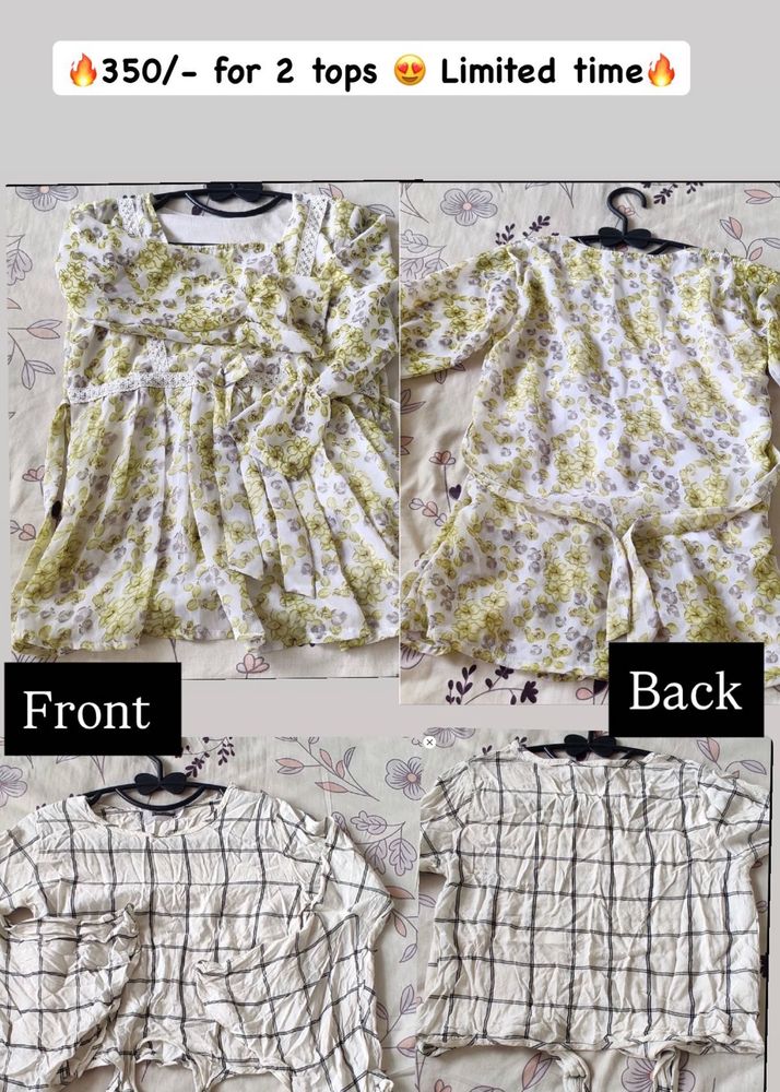 Two Cute Tops - Floral &amp; Grid Pattern