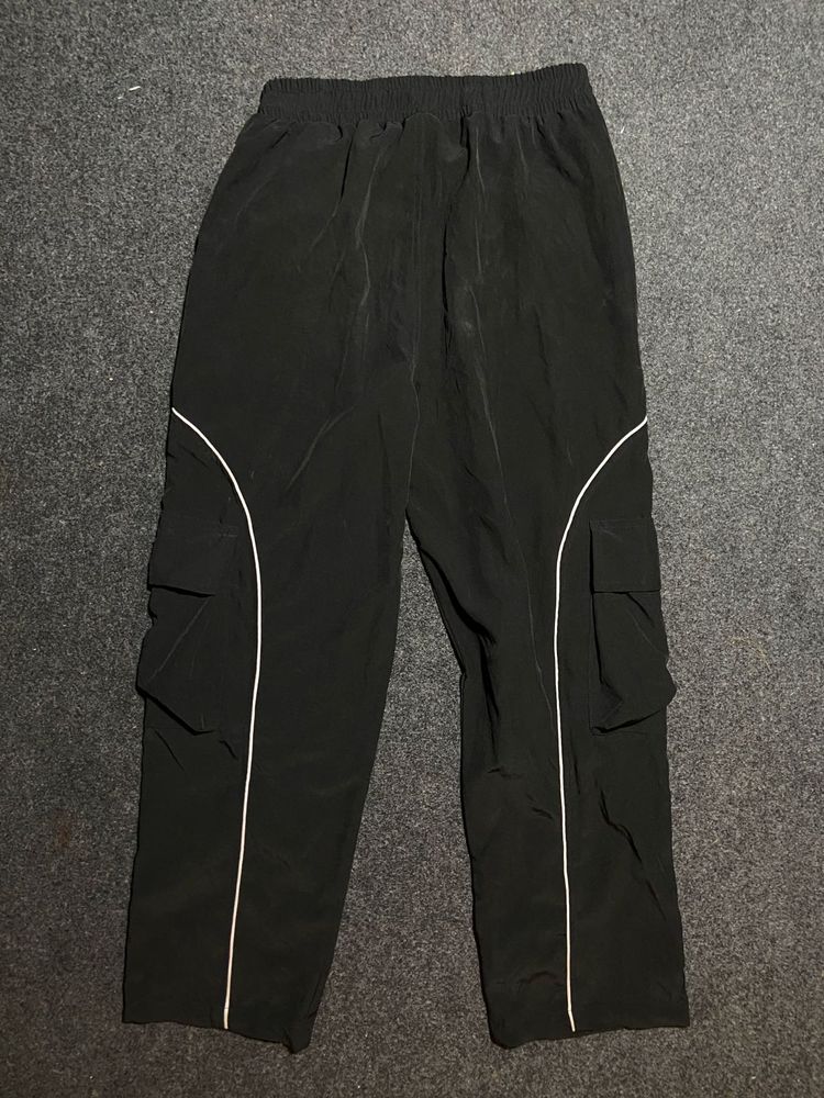 Black Cargo Pants with White Trim