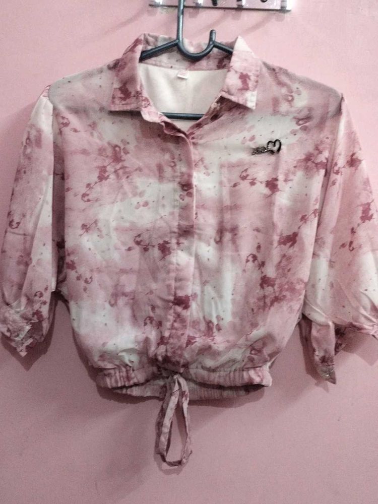 Chic Tie-Front Marble Print top