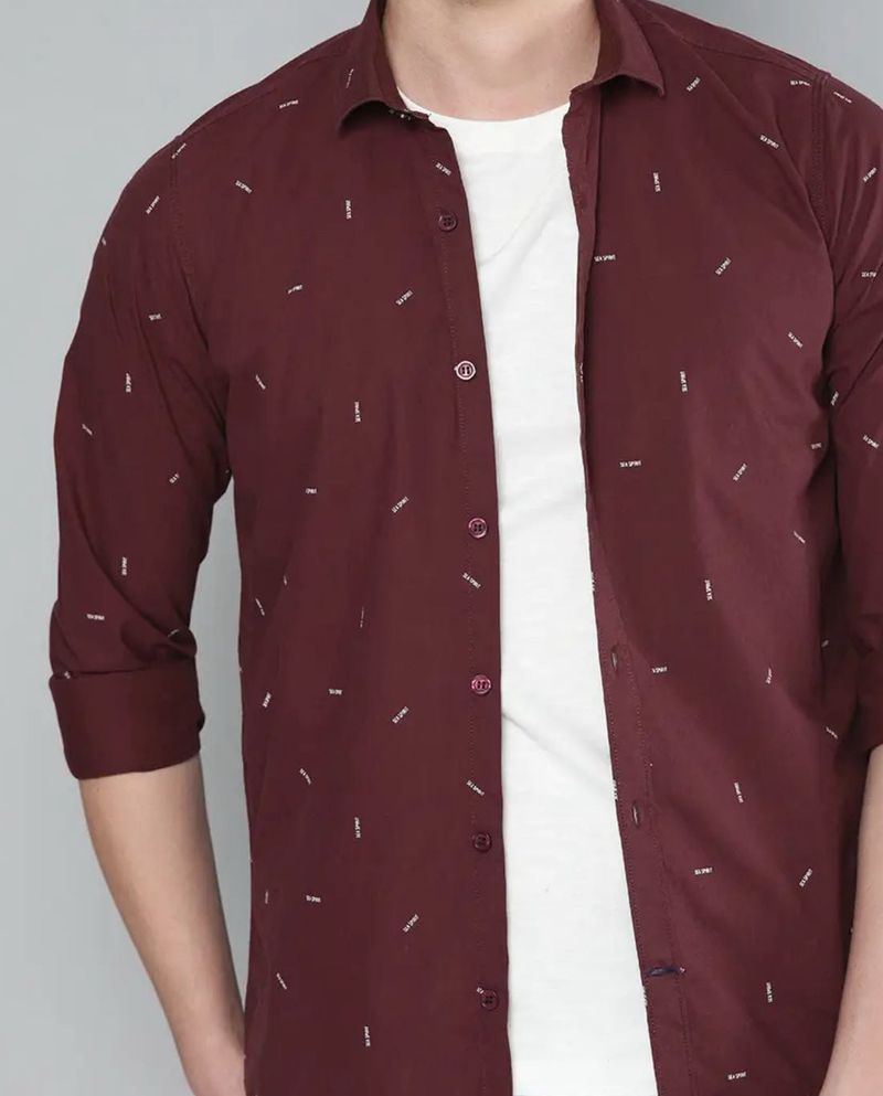 Mast&amp;Harbour Burgundy Pure Cotton Shirt