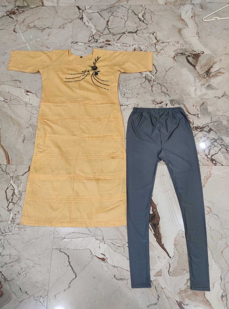 Yellow Kurta Set with Leggings