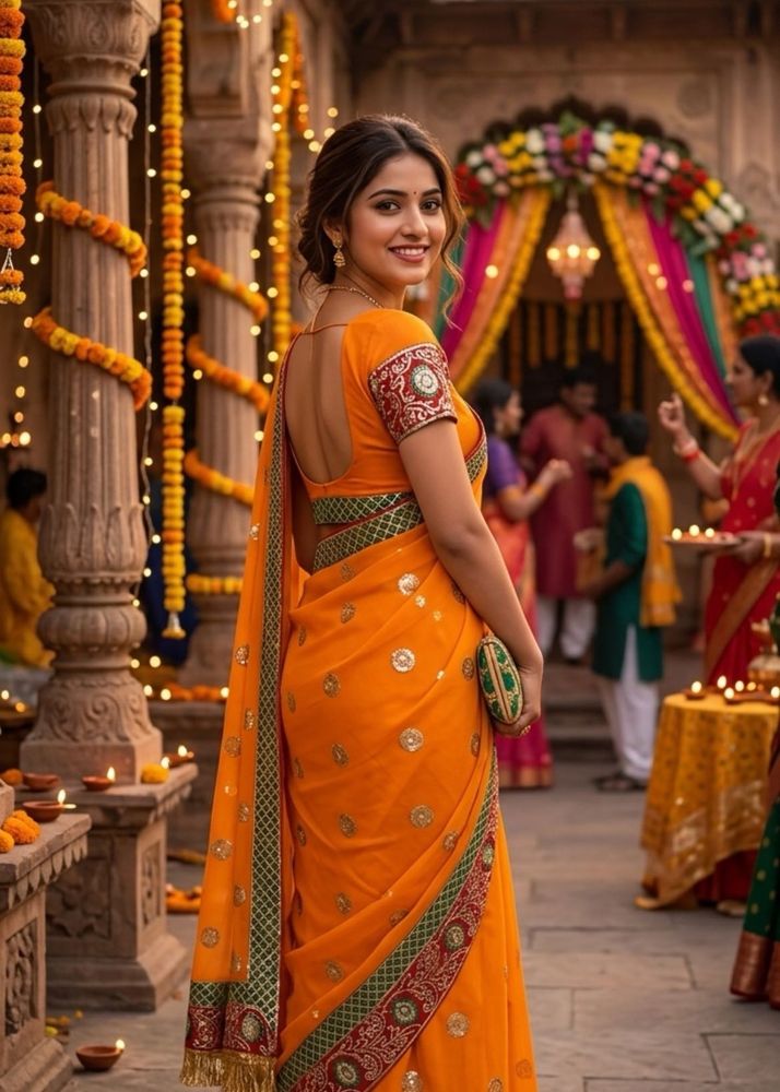 Yellow Georgette Saree with Intricate Gota Patti a